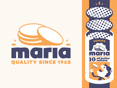Maria 🍪 badge biscuits brand cookie design icon identity letter logo maria mark trademark typogaphy