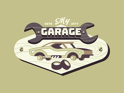 My Garage #2 badge cowboy garage identity illustration letter logo mechanic retro route texture typography vector wood