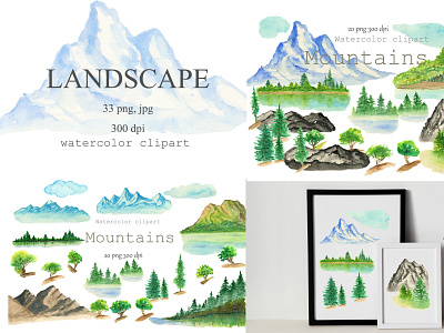 Watercolor clipart Landscape Mountains for printing sublimation. adventure paintings branding clipart design desing for printing graphic design hand painted illustration illustration mountains ilustration landscape landskape clipart logo painting png stickers sublimation watercolor watercolor clipart