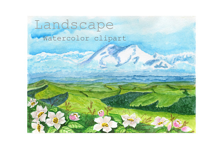 Watercolor Wall Art Mountain landscape,Adventure Camping.