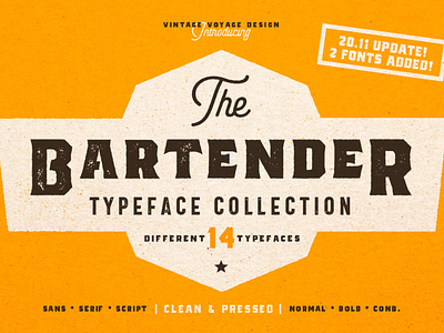 The Bartender Font Collection alternate font badge font branding branding font craft font font collection header font heritage font label font old school font poster font retro font rugged font script font sign font t shirt print typeface collection vintage font vintage script