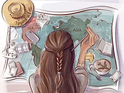 All over the world Travel illustration