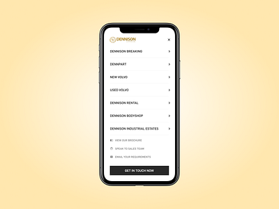 Dennisons Mobile menu mobile ui ui design