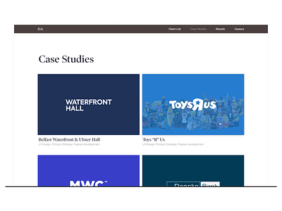 Company Case Studies (hover state) design thumbnail ui