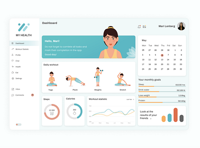 Dashboard for health app (light theme) dashboard design illustration ui ux