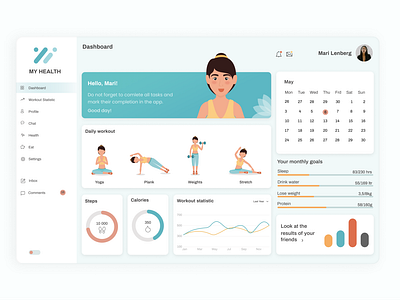 Dashboard for health app (light theme)