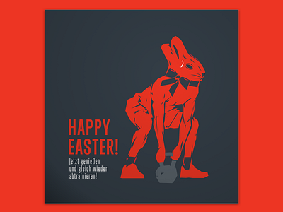 Eat your bunny and then get back to training! bunny easter exercise fitness gym illustration print vector