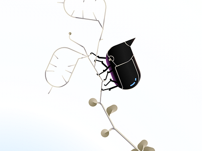 Unicorn Bug & Lunaria Plant bug climbs digital lunaria naïve plant unicorn vector