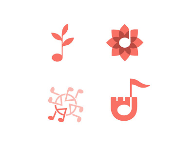 MUSIC LOGOS bio brand branding castle design flower icon leaf lineart logo logos logotype mark note quartette sign