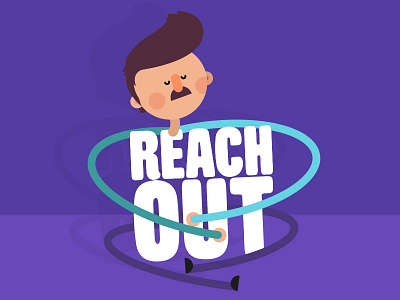 'Reach out' branding dude guy logo moustache purp purple