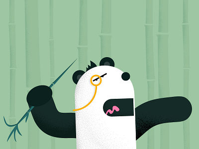 Angry panda (or bleached bear?) attack bamboo green illustration monocle pale panda simple vector