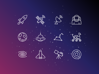 Space Icons astronaut galaxy icon icons mars rover moon rocket satellite space svg ufo vector