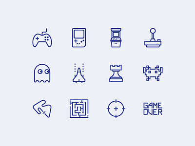 Gaming Icons arcade game game boy gaming icons outline pacman racing strategy svg vector video games