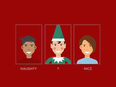 Naughty Nice and Everything In Between audience branding christmas composition design elf flat design holiday illustration layout people