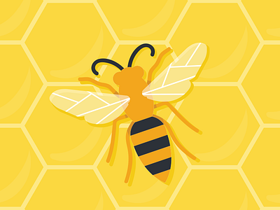 Buzz bee bees color flat illustration hive illustration pattern yellow