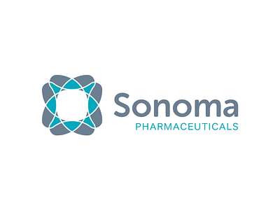 Sonoma Pharmaceuticals Logo blue clean grey logo medical medical design medical logo open pharmaceuticals seed of life teal white space