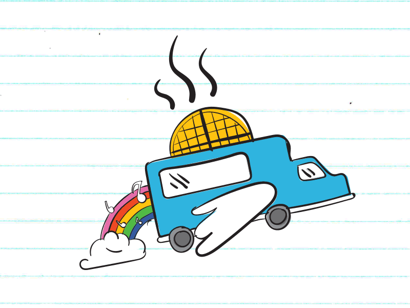 Wakefest activation color doodle event fly foodtruck illustration music party rainbows red bull waffle