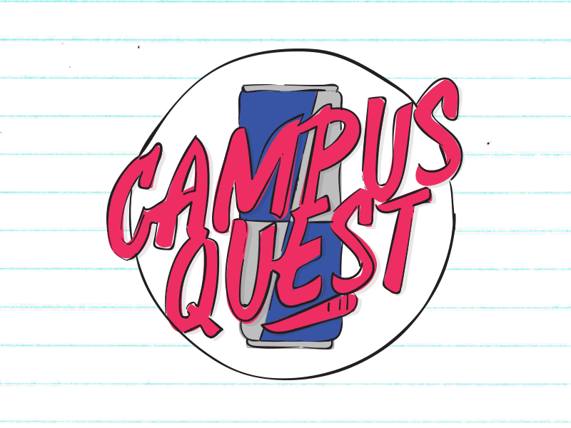 Campus Quest Logo activation animation campus color doodle event event logo illustration party quest red bull