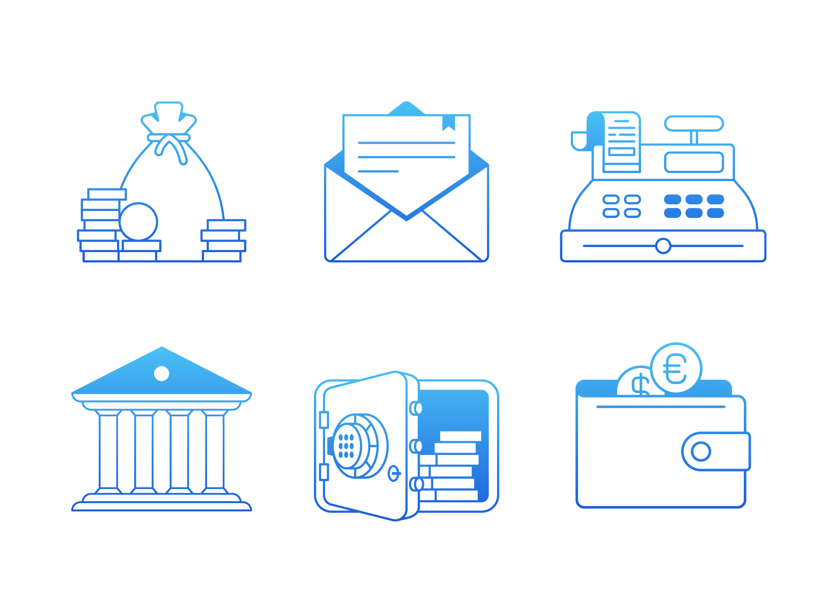Business icons set (stroke version) bank business cash machine graphic design icons mail money money bag purse safe ui wallet