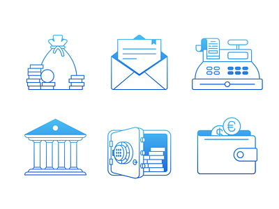 Business icons set (stroke version)