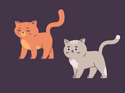 Cats walking 2d cats cute flat illustration pussy walking