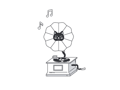 Cat in the gramophone