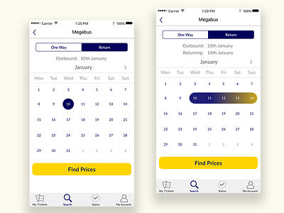 Dribbble Calendar app calendar design megabus transport ui ux