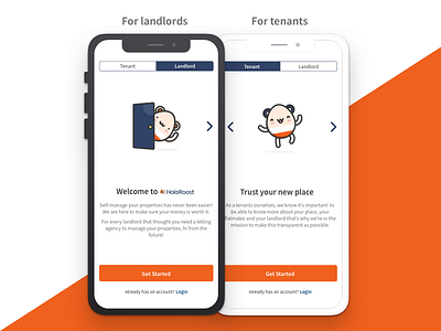 HolaRoost Onboarding app app ui landlords mobile onboarding onboarding ui proptech tenants ui