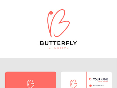 letter B with Butterfly branding graphic design logo