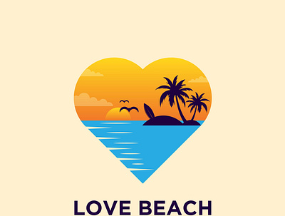 Love beach logo beach branding design graphic design illustration logo love nature summer vector