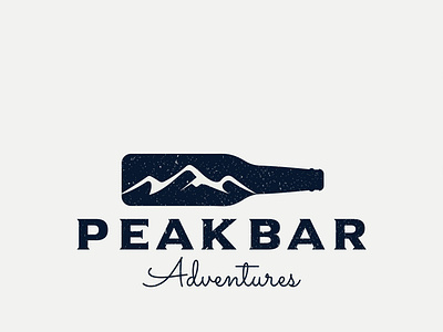 peak bar logo, illustration bottle with mountain logo