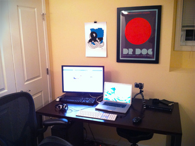 My Workspace apple chairs desk mac posters walls