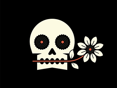Skull and Flower bones branding design flower halloween illustration red skull skull and flower spooky