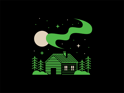Cabin Life cabin cabin life design illustration moon neon outdoors smoke stars trees typography