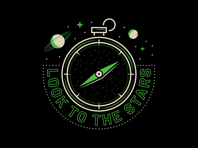 Compass Badges badge compass design direction illustration logo neon planets stars vector