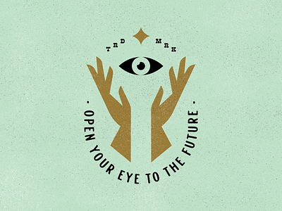 Open Your Eyes To The Future branding design hands illustration lockup logo mark third eye thirdeye typography vector