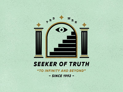 Seeker Of Truth 1992 branding design eye illustration logo mark pillar stairway star third eye thirdeye typography