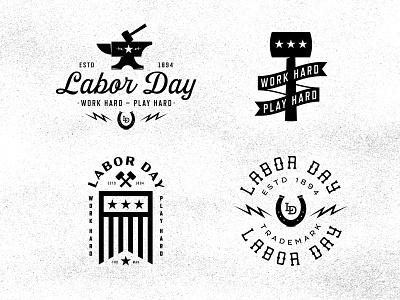 Labor Day 2021 america black and white branding design flag grit hammer icon illustration labor labor day lockup logo mark star symbol texture typography usa work hard play hard