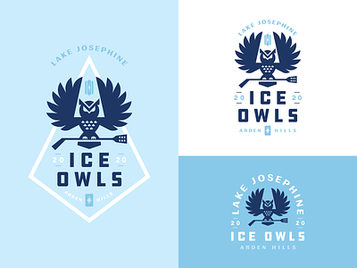 Lake Josephine Ice Owls Lockups branding broomball design hockey ice ice rink icon illustration letter lockup logo mark minnesota mn neighborhood owl sports symbol typography winter