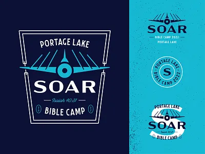 Portage Lake Bible Camp 2022 - Unused Concept airplane aviation badge bible camp branding design flying graphic design icon illustration lockups logo mark plane soar symbol typography