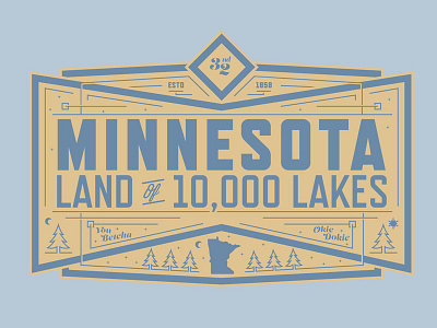 Minnesota Land of 10,000 Lakes 32nd badge emblem icon lakes land land of 10000 lakes logo minnesota state trees typography