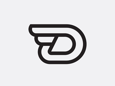 D Wing d icon letter logo mark movement speed typography wing