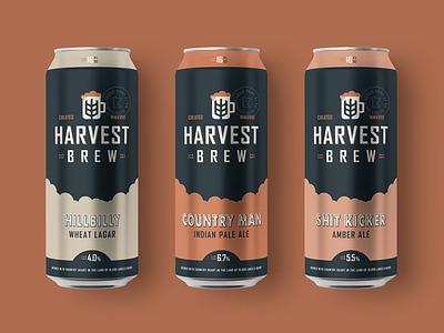 Harvest Brew Co. beer brew can country man design grain harvest hillbilly letter logo mark minneapolis mn mug shit kicker typography wheat