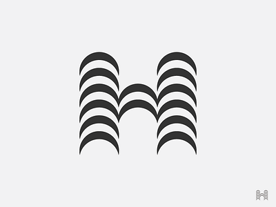 H Mark bold circle fold h icon letter logo mark minimal symbol type typography wave