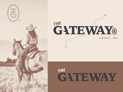 The Gateway Logo Options 1.2 bold branding concept cowgirl design gateway grant halftone horse icon illustration letter logo mark mn monogram symbol trail type typography