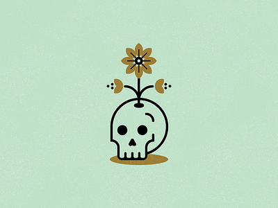 Skull & Flowers black bone death design flowers gold green head icon illustration justforfun plant skull symbol