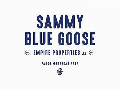 Sammy Blue Goose Empire Properties LLC WIP blue blues brand branding design duck fargo goose letter logo mark mn moorhead native american property retro type