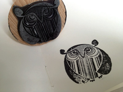 trust. animal bird illustration owl stamp wooden stamp