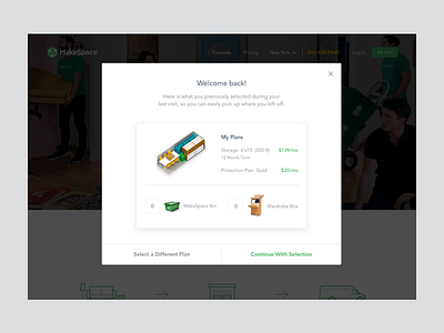 Return User Plan Modal acquisition ui user experience ux