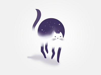 space kitty cat experimental illustration space